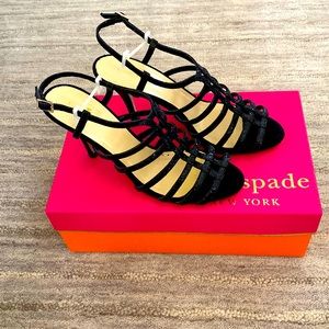 Kate Spade Dressy Sparkle Sandals, Black, 3.5in stiletto heels.